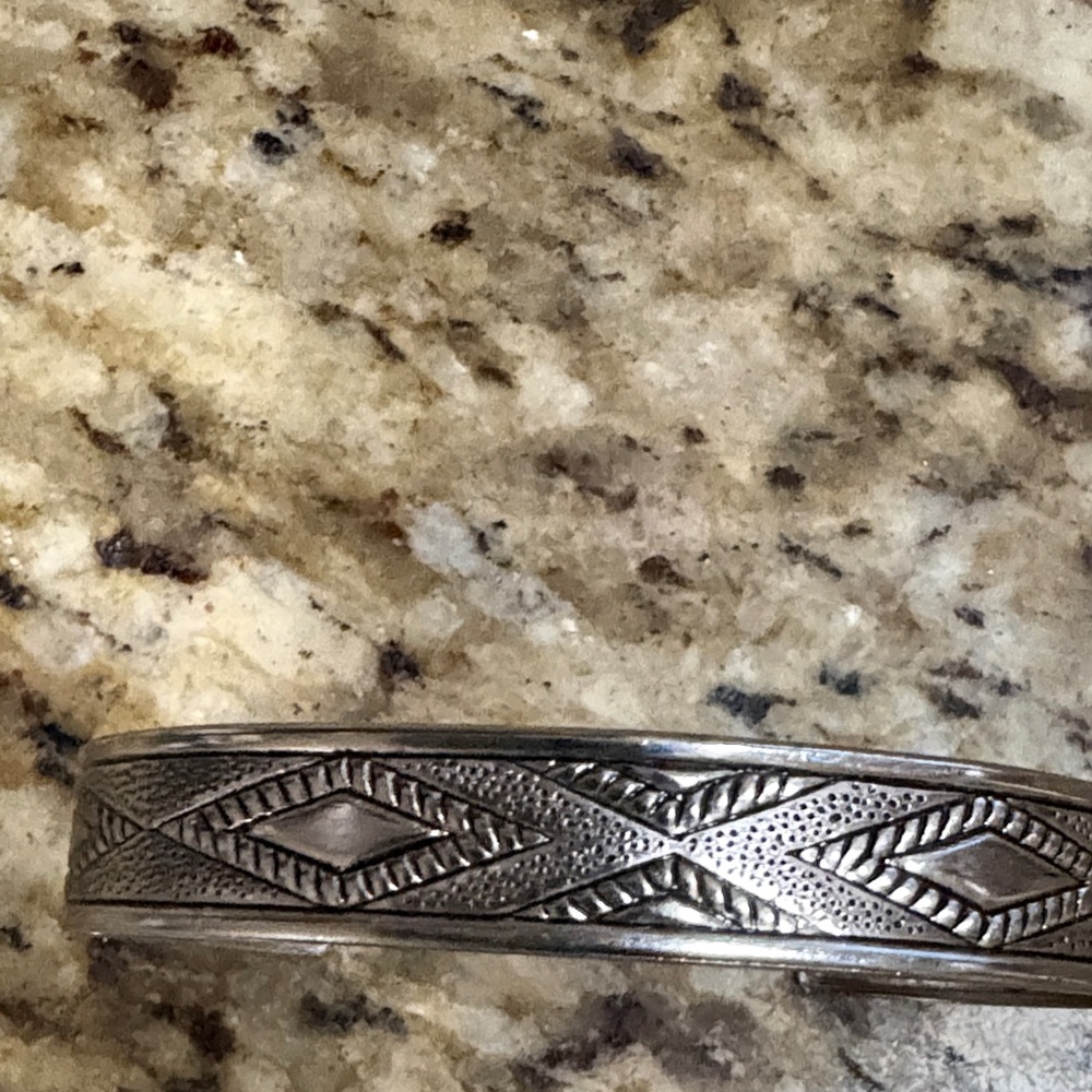 Silver Patterned Cuff Bracelet - image 3